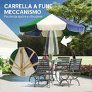 Ombrellone da Giardino Tettuccio a Blocchi di Colore con 8 Stecche UV 30+ con Telaio Effetto Legno Blu Verde e Crema      