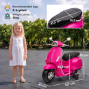 Moto Elettrica per Bambini 107x47x73 cm Licenza Vespa con Rotelle Fanale e Musica in PP e Metallo Rosa      