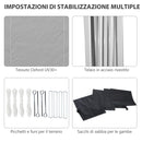Gazebo da Giardino 300x300 cm Pieghevole ad Altezza Regolabile con Finestrelle in Acciaio e Tessuto Oxford Grigio Chiaro  