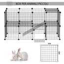 Recinto per Roditori Topini Criceti Recinzione Rete Gabbia 36 Pezzi 146x73x73 cm  Nero