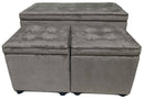 Set Baule e 2 Pouf in Tessuto Vellutato Motti Dalia Kai Tortora