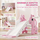 Scivolo per Bambini 1-3 Anni 106x51,5x52 cm con Scaletta Canestro da Basket e Pallone Design Giraffa in PP e PE Rosa      