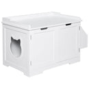 Lettiera per Gatti a 2 Ante con Portaoggetti Laterale 88,5x48x51,5 cm Bianca