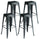 Set 4 Sgabelli Impilabili 44x44x77 cm in Lamiera Galvanizzata Piombo