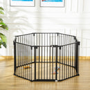 Recinto per Cani Gatti Pieghevole 482,5x2x76 cm 8 Sezioni in Acciaio Nero