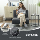 Poltrona Letto Singolo 3 in 1 75x70x75 cm in Tessuto Effetto Lino Grigio Scuro   