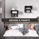 Set 2 Scaffali a Parete 40x29,5x33,5 cm con Ripiano Aperto e Piano d'Appoggio in MDF Nero