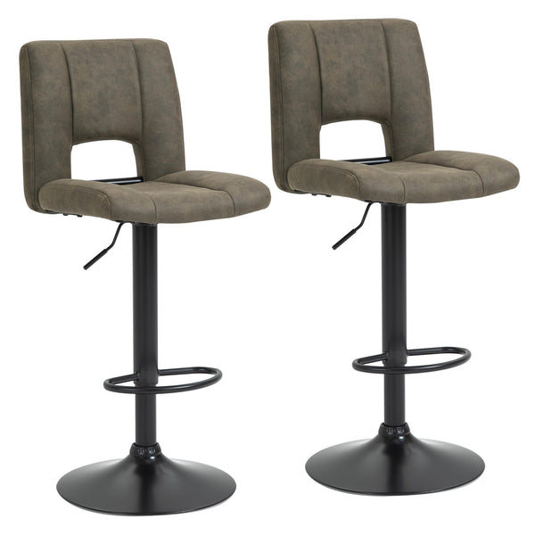 online Set 2 Sgabelli Imbottite da Bar 41,5x51x94-115 cm in Tessuto Cachi e Nero