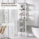 Mobile Bagno a Colonna 40x38x162,5 cm Salvaspazio con 3 Ripiani Aperti in MDF Bianco      