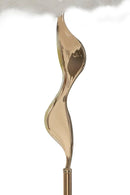 Lampada da Terra Slim Bianco Ø50x165 cm in Ferro e Tessuto Oro e Bianco      