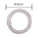 Set 9 Coroncine Bianche di Rattan Larghezza 20 cm