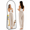 Specchio ad Arco da Terra e Parete 155x45 cm a Figura Intera in Alluminio Nero     