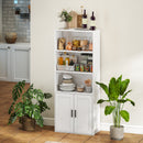 Libreria con Ripiani Aperti e Armadietto 2 Ante 60x30x145.5 cm in MDF Bianco      