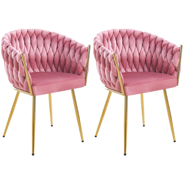 Set 2 Sedie per Sala da Pranzo e Ufficio in Velluto Rosa Antico Sedia Ergonomica online
