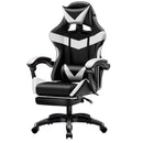 Sedia da Gaming Ergonomica con Poggiapiedi e Cuscini in PVC Bianco e Nero