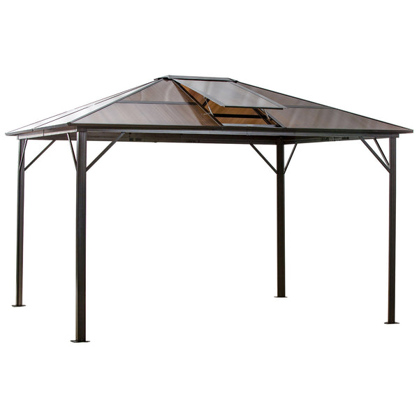 Gazebo da Giardino 3,45x2,8m con Tettuccio in Policarbonato Apribile Marrone acquista