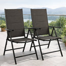 Set 2 Sedie Sdraio Pieghevoli e Salvaspazio con Schienale Alto Ergonomico in Tessuto Tecnico Nero      