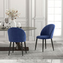 Set 2 Sedie da Pranzo 52x55x79 cm Imbottite con Schienale a Conchiglia in Velluto Blu      