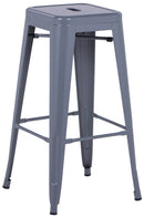 Set 4 Sgabelli da Bar Alto in Metallo Victoria Grigio Antracite