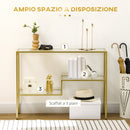 Consolle 3 Ripiani 100x32x76 cm in Acciaio e Vetro Oro
