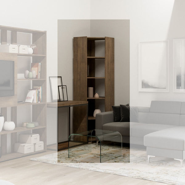online Libreria Angolare Moderna 5 Ripiani 60,3x60,3x205 cm in nobilitato Noce