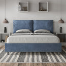 Letto Matrimoniale con Alzata Comoda Imbottito in Microfibra Antea Blu Varie Misure