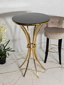 Tavolo Bar Shanty Ø108x60 cm in Ferro e Vetro Oro e Nero      