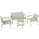 Set 4 Pezzi Salotto da Giardino Divano 2 Poltrone e Tavolino in Textilene Verde      