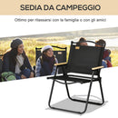 Sedia per Esterni Pieghevole 54x59x78 cm Seduta in Tessuto Oxford e Acciaio  Nero  