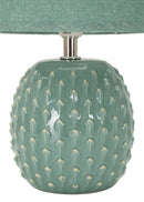 Lampada da Comodino Pontus Turchese Ø14x27 cm in Ceramica e Ferro e Tessuto Azzurro      