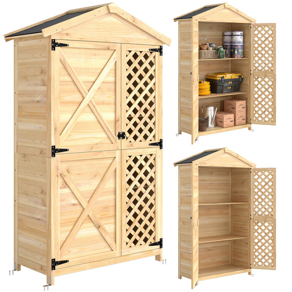 sconto Armadio Esterno 101,5x49x176 cm con Porta Ventilata e Kit Antiribaltamento in Legno di Abete Naturale