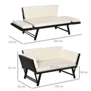Divano da Giardino 2 Posti Trasformabile in Lettino in Rattan Sintetico Bianco 129x66x79 cm
