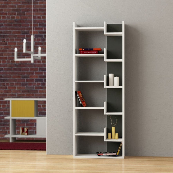 sconto Libreria 60,5x22x162,5 cm Oppa bianco antracite