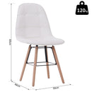 Set 2 Sedie da Pranzo di Design Imbottite con Gambe in Legno e Metallo Crema 
