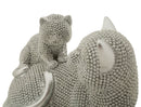 Decorazione Gatto Sparky con Cucciolo 19x9x13 cm in Resina Argento      