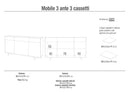 Mobile 3 Ante 3 Cassetti 164x92x41 cm Ossido Nero/Ossido Bianco