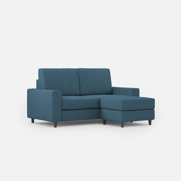 Divano 2 Posti con Pouf 148x155x85 cm Sakar in Tessuto Avio sconto