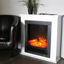 Camino Elettrico da Terra Caminetto Geneva 1800W Effetto Fuoco con Cornice Bianca