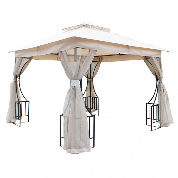 Gazebo Hogan 3x3x265 h m in Acciaio e Poliestere Ecrù sconto