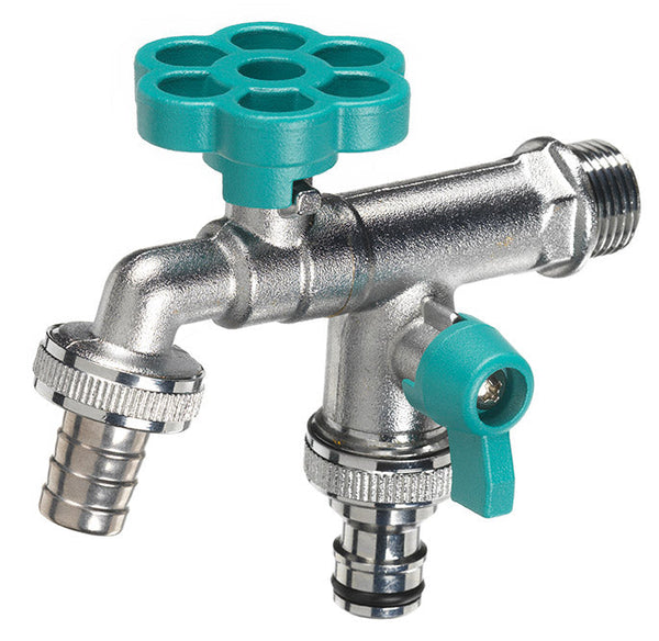 Rubinetto a Sfera Doppio per Fontana da Giardino con Fiore e Leva Colorate Belfer RUB/030 Turchese prezzo