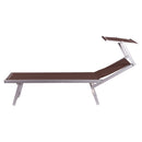 Lettino Mare con Parasole Richiudibile 181x71,5x38,5 cm in Alluminio PVC e Poliestere Marrone Riccione      