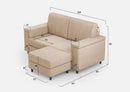Divano 2 Posti con Pouf 168x145x85 cm Marrak in Tessuto Beige