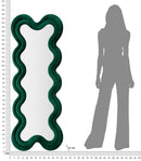 Specchio da Muro Monica Verde 58x4x160 cm in MDF e Poliestere e Specchio Verde      