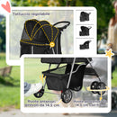 Passeggino per Cani Pieghevole 75x45x97 cm Peso Max 10 kg con Cestino e Portabicchiere Nero 