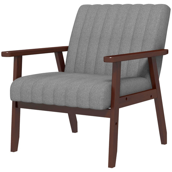 Poltroncina da Camera Moderna Imbottita 64x74,5 x75,5 cm in Tessuto e Legno con Cuciture Tubolari Grigio prezzo