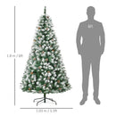 Albero di Natale Artificiale Innevato 180 cm 800 Rami con Pigne Apertura Automatica Verde