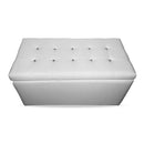 Baule Cassapanca Pouf Contenitore in Similpelle e Cristalli Renier Bianca