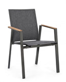 Set 4 Sedie da Giardino 59x61x88h cm con Braccioli Cameron Antracite
