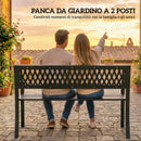 Panchina da Esterno 2 Posti 119x50x75 cm Telaio in Acciaio e Schienale in Plastica Nero      