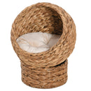Cuccia per Gatti Rialzata con Cuscino 50x42x60 cm in Giacinto d'Acqua e Ferro Marrone